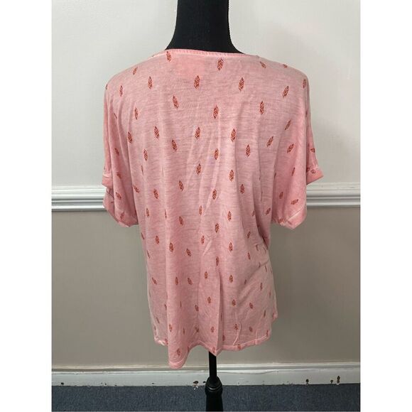 Dantelle Pink Feather V-Neck Blouse Size Large - Picture 3 of 7